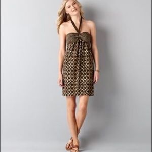 Ann Taylor LOFT Brown Patterned Halter dress